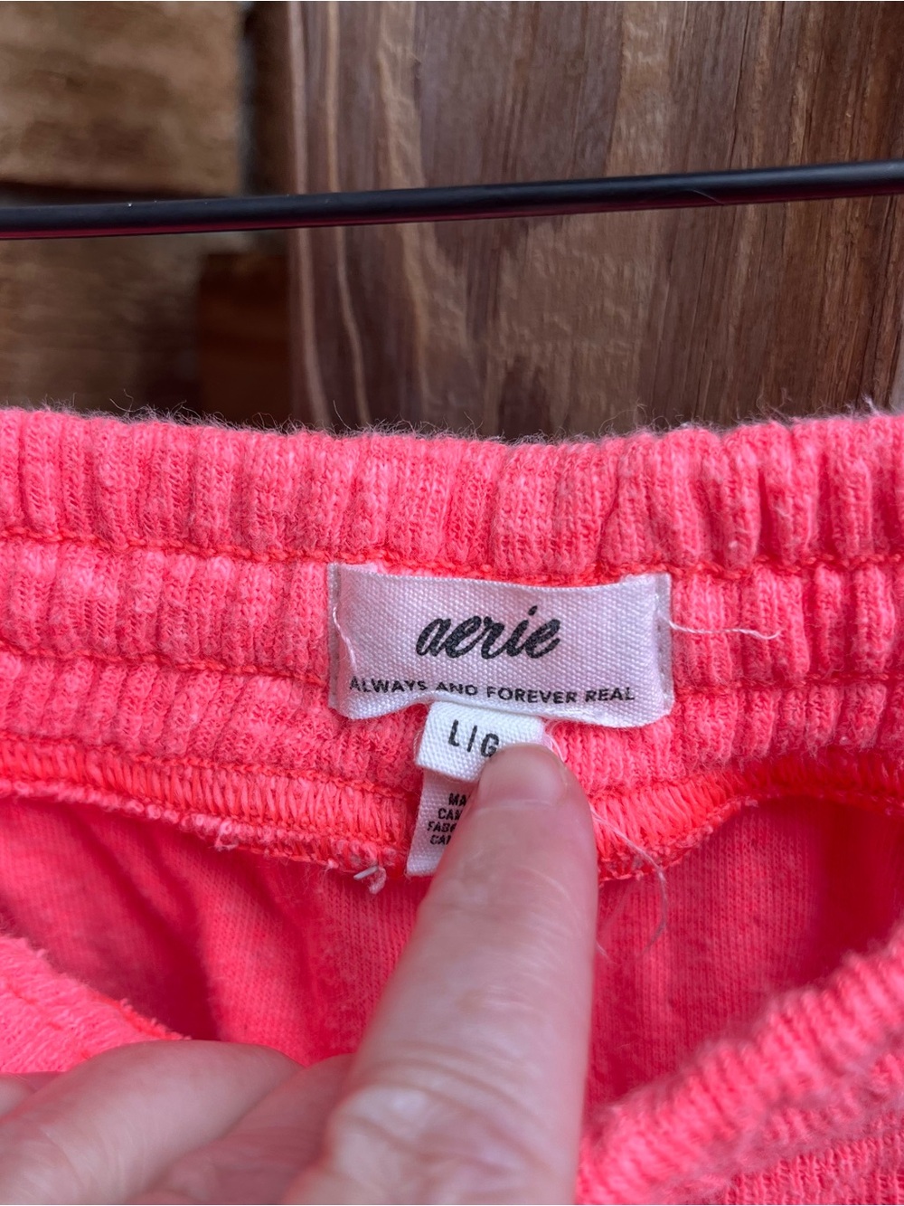 Aerie Vibrant Coral Pink Terry Knit Drawstring Lounge Shorts - Picture 2 of 3